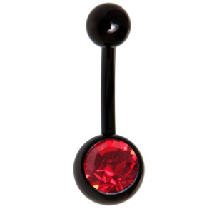 Piercing Banane schwarz mit Kristall 1.6mm Stärke light siam