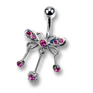 Bauchnabel Piercing mit 925 Sterling Silber, zarter Schmetterling