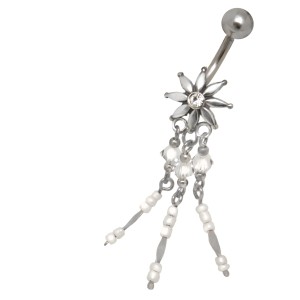 926 Sterling Silber Bauchnabel Piercing Banane Stecker mit 316L Stab aus Chirurgenstahl, crystal