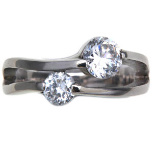 Stahlring mit zwei Zirkonien 500