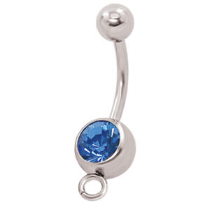 Bauchnabel Piercing Banane gebogen, mit Öse zum Einhängen von Anhängern