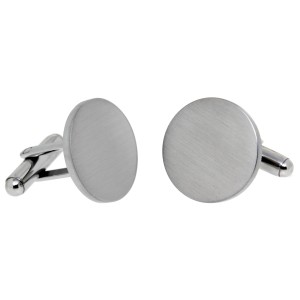 Round cufflinks made of matt stainless steel, 18mm