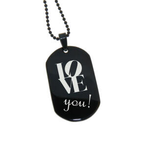 Anhänger Erkennungsmarke 23x38mm Edelstahl, mattiert,  PVD schwarz beschichtet individuelle Gravur