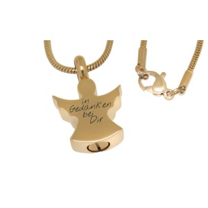 Ascheschmuck Anhänger Engel Edelstahl gold Hochglanz poliert