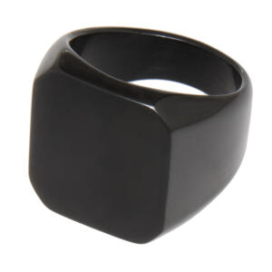 Siegelring aus Edelstahl mit quadratischer Gravurfläche 19.6x18mm, schwarz
