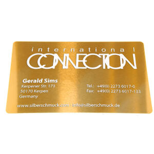 10 Visitenkarten Edelstahl Gold 0,5mm Stärke mit Gravur