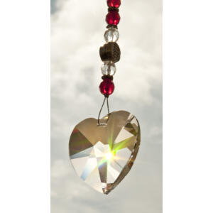 Feng Shui Sonnenf&auml;nger Herz mit gro&szlig;em Swarovski Kristall