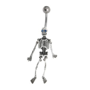 Bauchnabel Körperschmuck Piercing mit 925 Silber Lets Dance Skelett, sapphire, 1.6x10mm