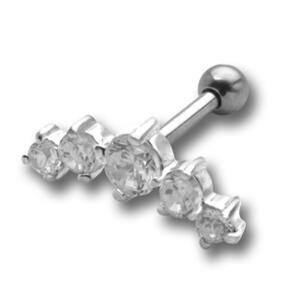 Helix Ohrpiercing mit 5 klaren Swarovski-Kristallen 1.2x6mm