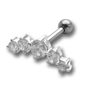 Helix ear piercing with multiple crystals 252