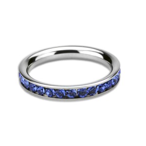 Damen Ring aus Edelstahl, rundum mit Steinen besetzt, sapphire 52 = ca. 16.5mm