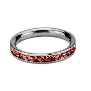 Damen Ring aus Edelstahl, rundum mit Steinen besetzt, light siam 57= ca. 18.2mm