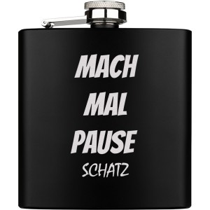International Connection Das lohnt sich: Flachmann gross aus Edelstahl schwarz PVD-beschichtet mit individueller Gravur 169.8ml
