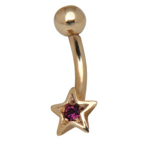 Bauchnabel Piercing aus 9 Karat Gold, witziger Mini-Stern in verschiedenen Farben erhältlich