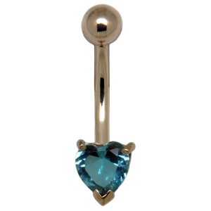 Bauchnabel Piercing aus 9 Karat Gold, elegant gefasster Herz-Kristall in verschiedenen Farben erhältlich