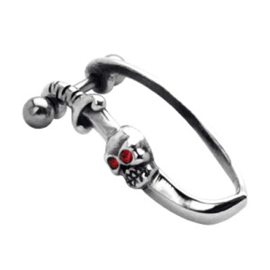 316L Helix Piercing 1.2x6m mit Silberdesign Totenkopf