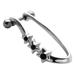 316L Helix Piercing 1.2x6m mit Silberdesign Sterne
