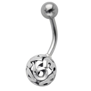 Bauchnabel Piercing Silber Design Zahlen