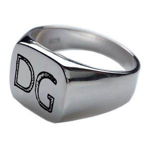 Siegelring aus 925 Sterling Silber, 4eckige mattierte Fläche mit Gravur