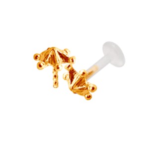 9 Karat Gold Stud, STERN ca. 6.6mm mit 1.2x8mm PMFK Labret