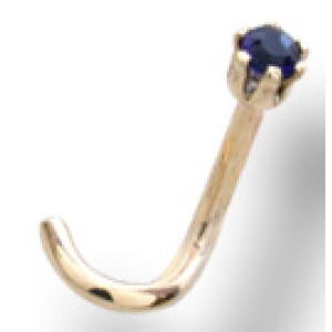 9 Carat Gold Nasenstecker mit Kristall ca. 0.5mm, verschiedene Farben
