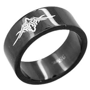 Stahl Ring, black, tribal. In mehreren Grössen erhältlich.