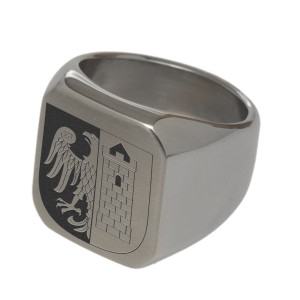 Lasergravur: Siegelring 925 Silber, 4eckige mattierte Fläche, Innendurchmesser 22mm