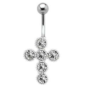 Bauchnabel Piercing mit Kreuz Motiv 446,  amethyst 1.6x6mm / 1.6x8mm / 1.6x10mm / 1.6x12mm / 1.6x14mm