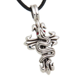 Anhänger aus 925 Sterling Silber, Kreuz und Schlange