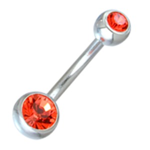 316L Bauchnabel Piercing mit zwei kleinen juwellierten Kugeln,1,6x8mm,light pea