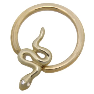 14 Karat Gold Nipple Piercing Ring Kugel mit Kristall