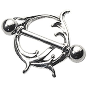 Brustwarzenpiercing aus 925 Sterling Silber mit Pflanzenranke