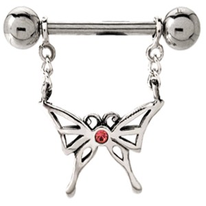 Brustwarze Piercing aus 925 Sterling Silber, filigranes Motiv, mit passender 316L Hantel, sapphirblau