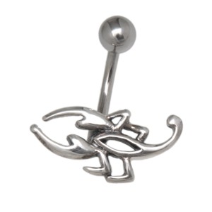 Bauchnabelpiercing 1.6x10mm Chirurgenstahl, Stilisierter Skorpion aus 925 Silber