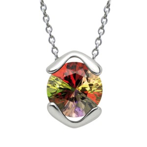 Kette und Anhänger aus 925 Sterling Silber mit einem Multicolor-Kristall