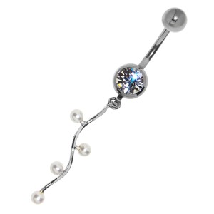 Piercing gebogen Bauchnabel mit Spiraldesign 03