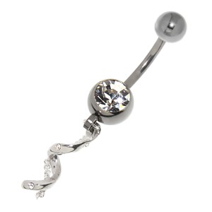 Piercing gebogen Bauchnabel mit Spiraldesign 04