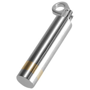 Anhänger Stahl in Zylinderform mit Gold Streifen