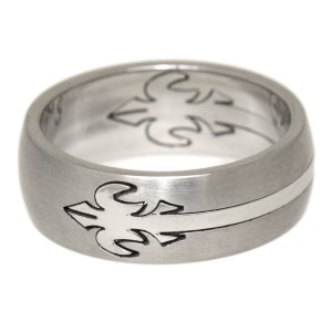 Stainless steel ring with milled motif 21