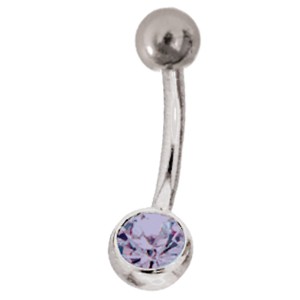 Bauchnabel Piercing aus Titan mit zwei kleinen Kristallkugeln  1.6x10mm, hp/rose