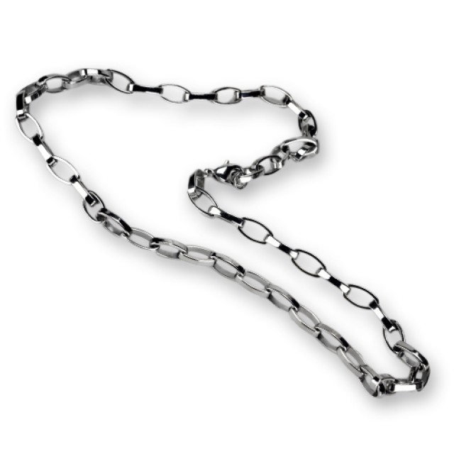 Edelstahl Halskette mit ovalen Kettengliedern 45cm | Ketten ohne Anhänger