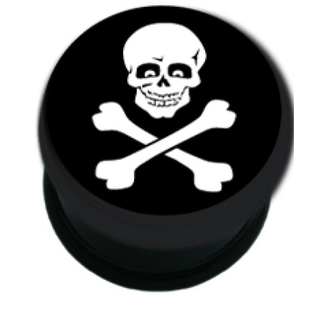 Picture Plug Aus Kunststoff Motiv Totenkopf Mit Gekreuzten Knochen