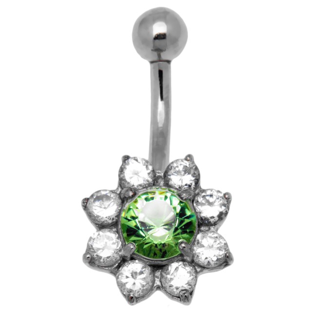 voering atomair verachten Bauchnabelpiercing in Blütenform mit Swarovski Kristallen 1.6x10mm - unsere  Luxus-Blüte!