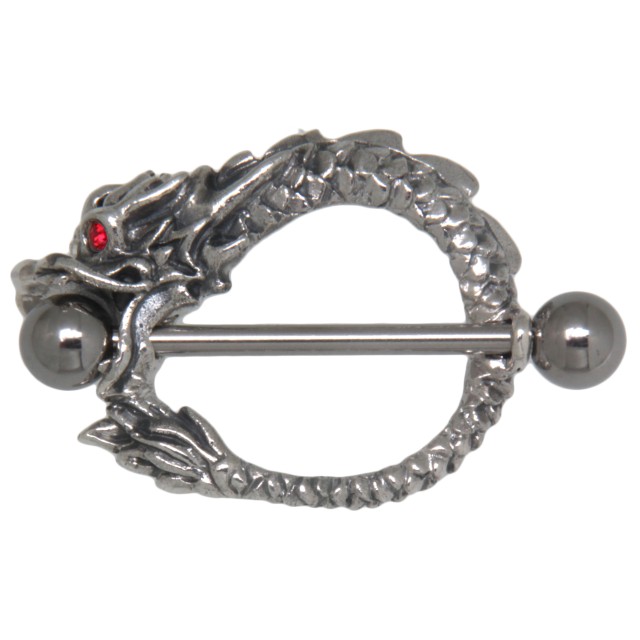 Brustwarzenpiercing aus 925 Silber mit Drache [PN47]