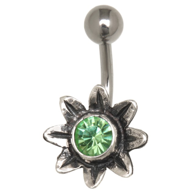 Goldfarbenes Bauchnabel Piercing Blume Mit Anhänger