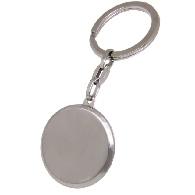 großer runder Schlüssel-Anhänger aus Edelstahl, beidseitig satiniert