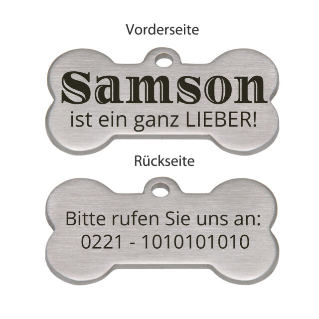 Hundehalsband Anhänger "Knochen" mit Gravur [LASDOGBONE]