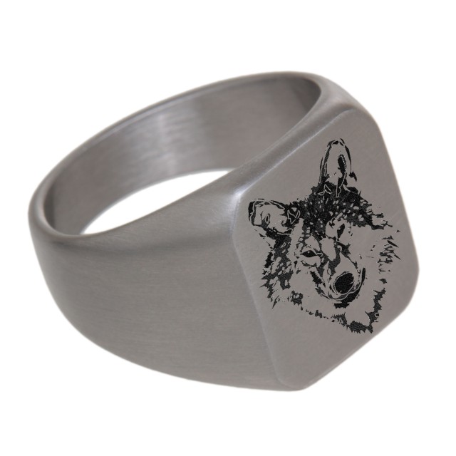 Whoiy Siegelring Herren Edelstahl Silber - Mit Kostenloser Gravur | Einfacher Klassischer Ring