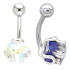 Bauchnabel K&ouml;rperschmuck Piercing aus 925 Silber mit Disco Stein