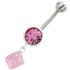 Bauchnabel Piercing , 925 Silber mit Würfel Design